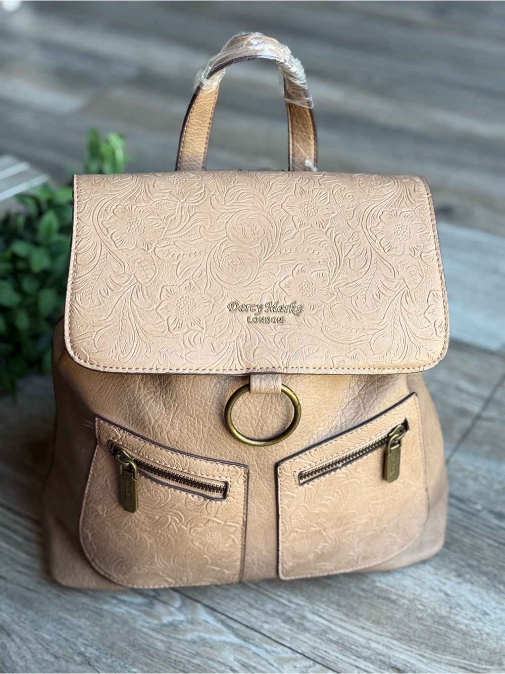 Ditsy Floral Embossed Backpack - Nude